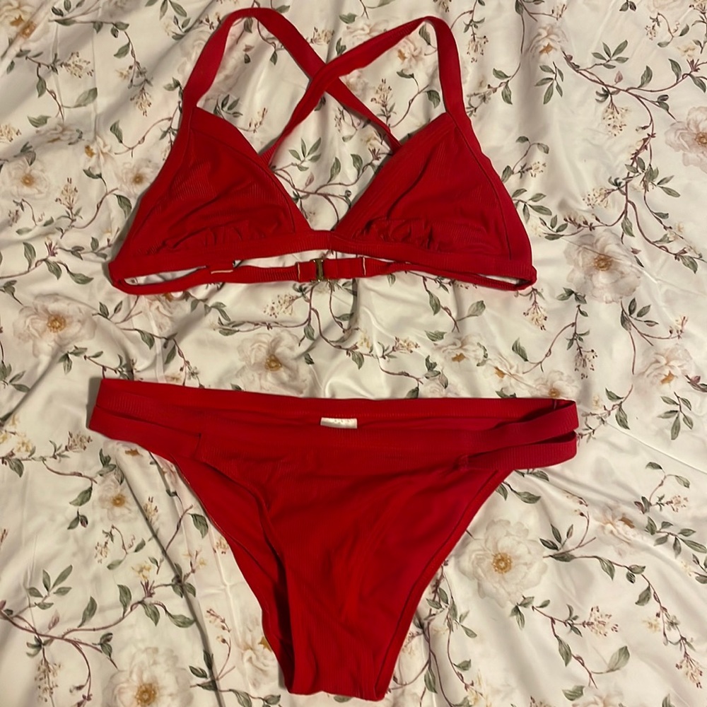 red two piece bikini set